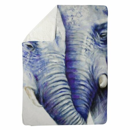 KD CUNA 60 x 80 in. Elephant Couple Loving Each Other-Sherpa Fleece Blanket KD2790210